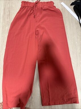Women’s Rose coloured Elastic Waist Straight-Leg Pants